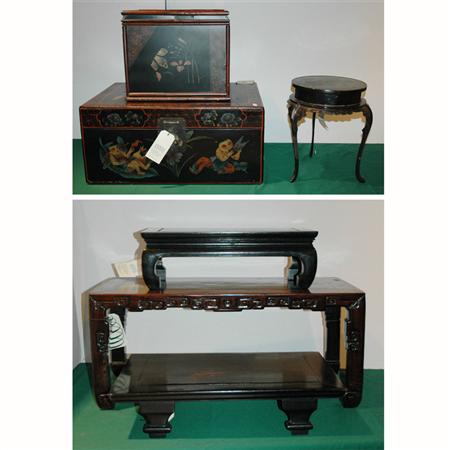 Appraisal: Group of Four Chinese Hardwood Diminutive Tables Together with Two