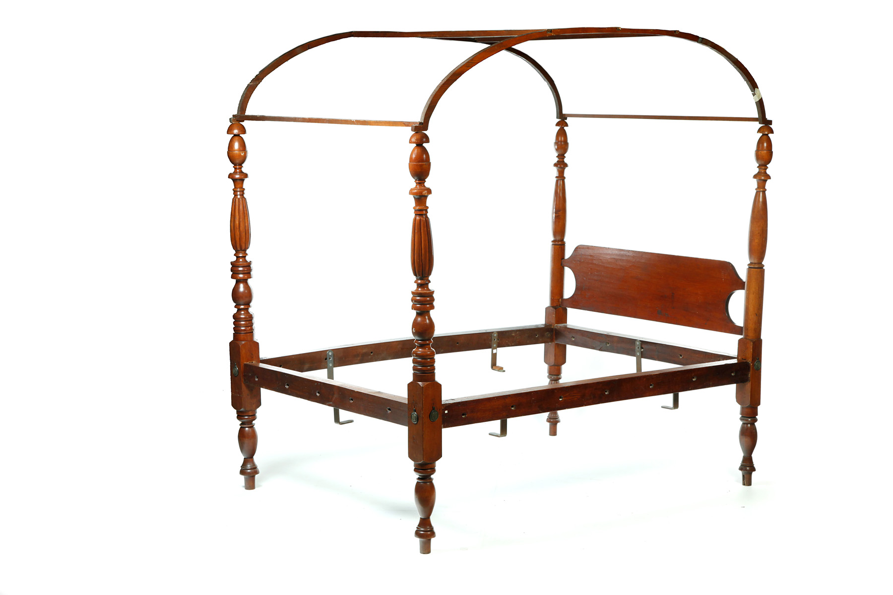 Appraisal: AMERICAN CLASSICAL CANOPY BED - maple and pine Shaped headboard