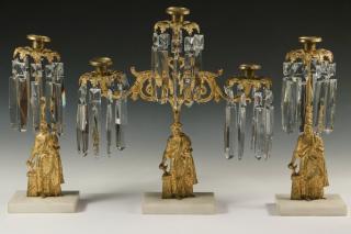 Appraisal: PC FRENCH GILT BRONZE MARBLE GIRONDELLE SET Laiton Dore Figures