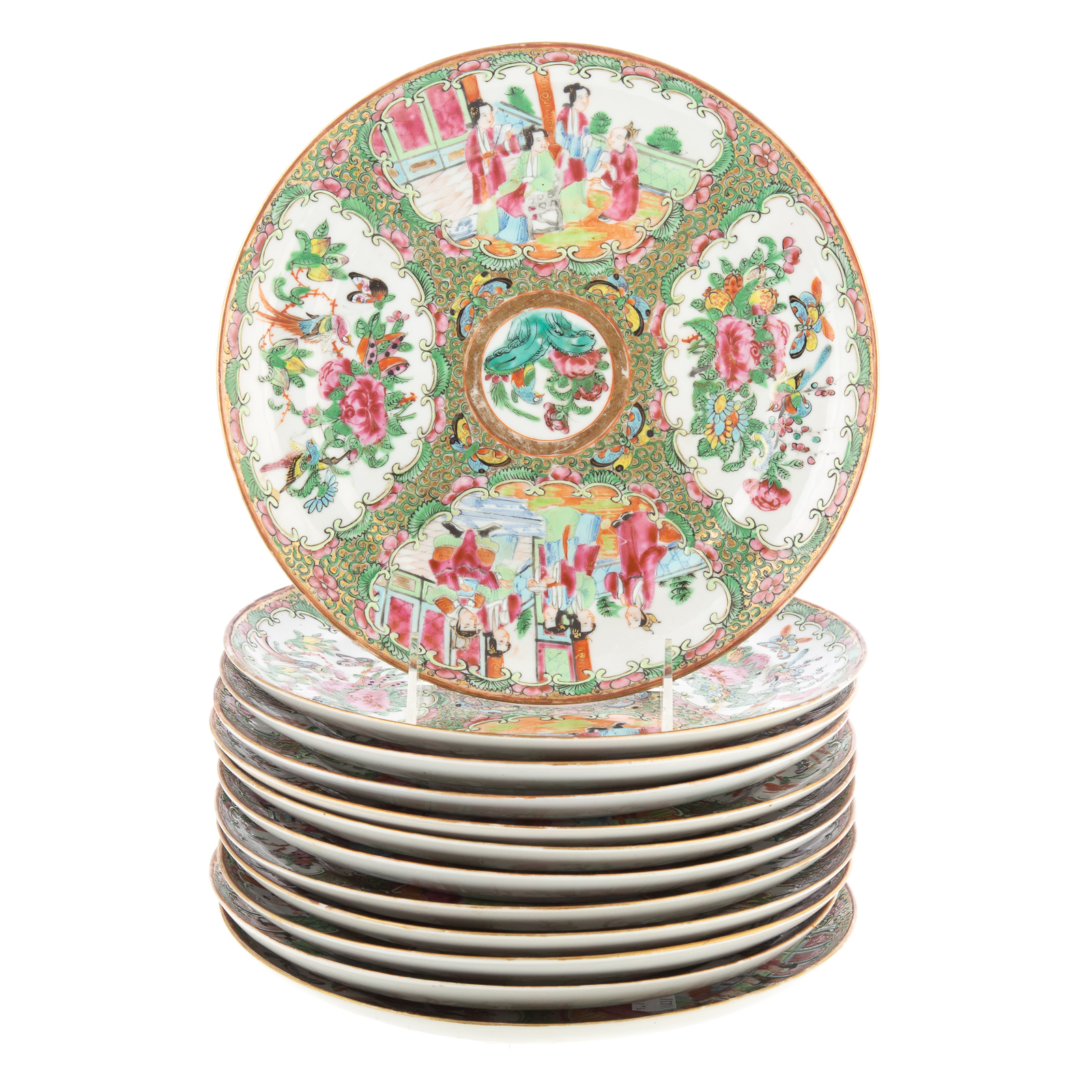 Appraisal: ROSE MEDALLION DINNER PLATES Tongzhi Era circa - in Diam