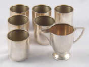 Appraisal: A set of six silver Art Deco beakers ht cm