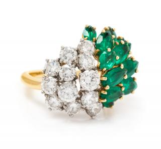 Appraisal: An Karat Yellow Gold Platinum Emerald and Diamond Ring McTeigue