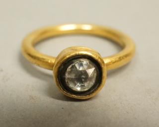 Appraisal: High Karat Gold Ring with Unique Cut Carat Dia High