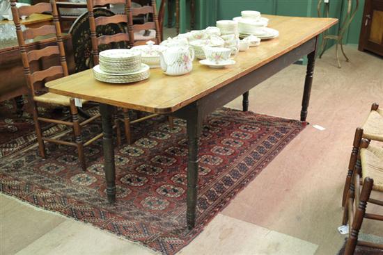 Appraisal: HARVEST TABLE Birdseye maple top with oak edges on a