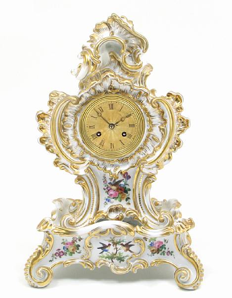 Appraisal: A French Jacob Petite style porcelain mantel clock height in