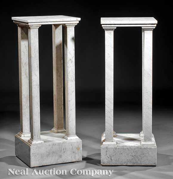 Appraisal: A Pair of Neoclassical White Marble Pedestals probably early th