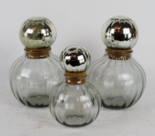 Appraisal: Lot of lidded glass jars with mercury glass tops Lot