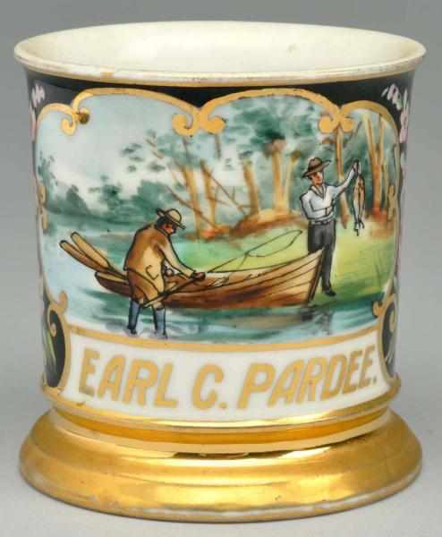 Appraisal: Fishermen Shaving Mug Gilded Earl C Pardee Nice image of