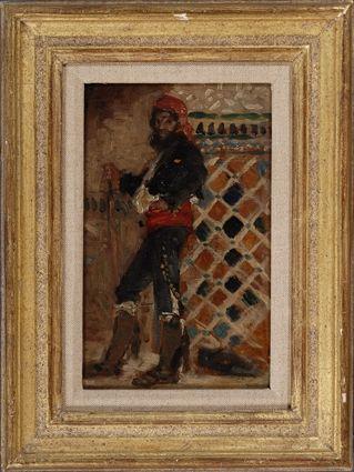 Appraisal: ALEXANDRE FALGUIERE - MAN IN RED TURBAN AND SASH Oil