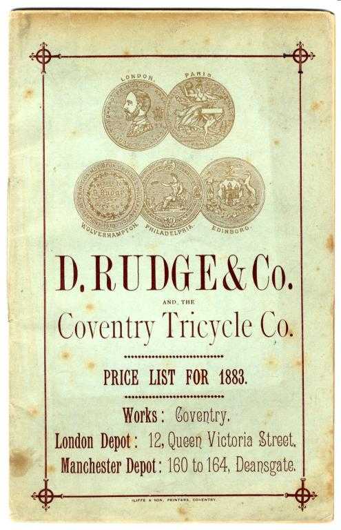 Appraisal: D RUDGE CO AND THE COVENTRY TRICYCLE CO PRICE LIST