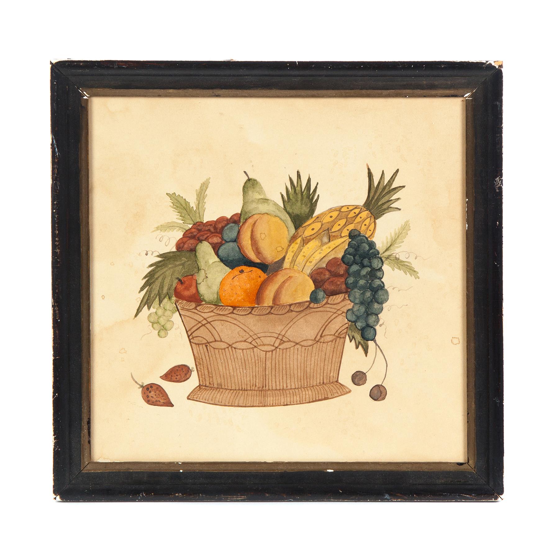 Appraisal: AMERICAN STILL LIFE Late th century watercolor on paper Theorem-style