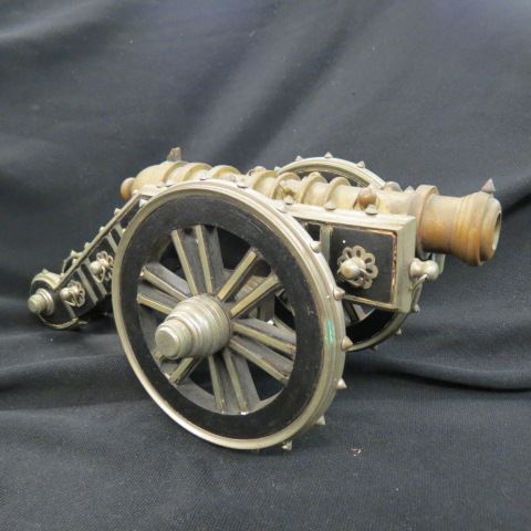 Appraisal: Model Toy Cannon nickel brass wood spoke wheels long a