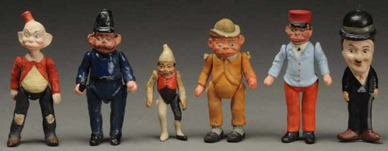 Appraisal: Lot of Small Paper Mache Comic Figures Includes Happy Hooligan