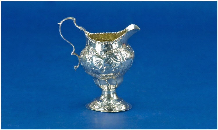 Appraisal: George II Silver Cream Jug Helmet Shaped With An All