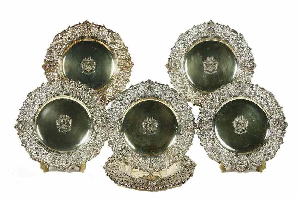 Appraisal: GILT STERLING ENGLISH PLATES - Set of Gilt Sterling Plates