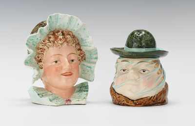 Appraisal: Two Female Head Tobacco Jars Veil and Bonnet Both of