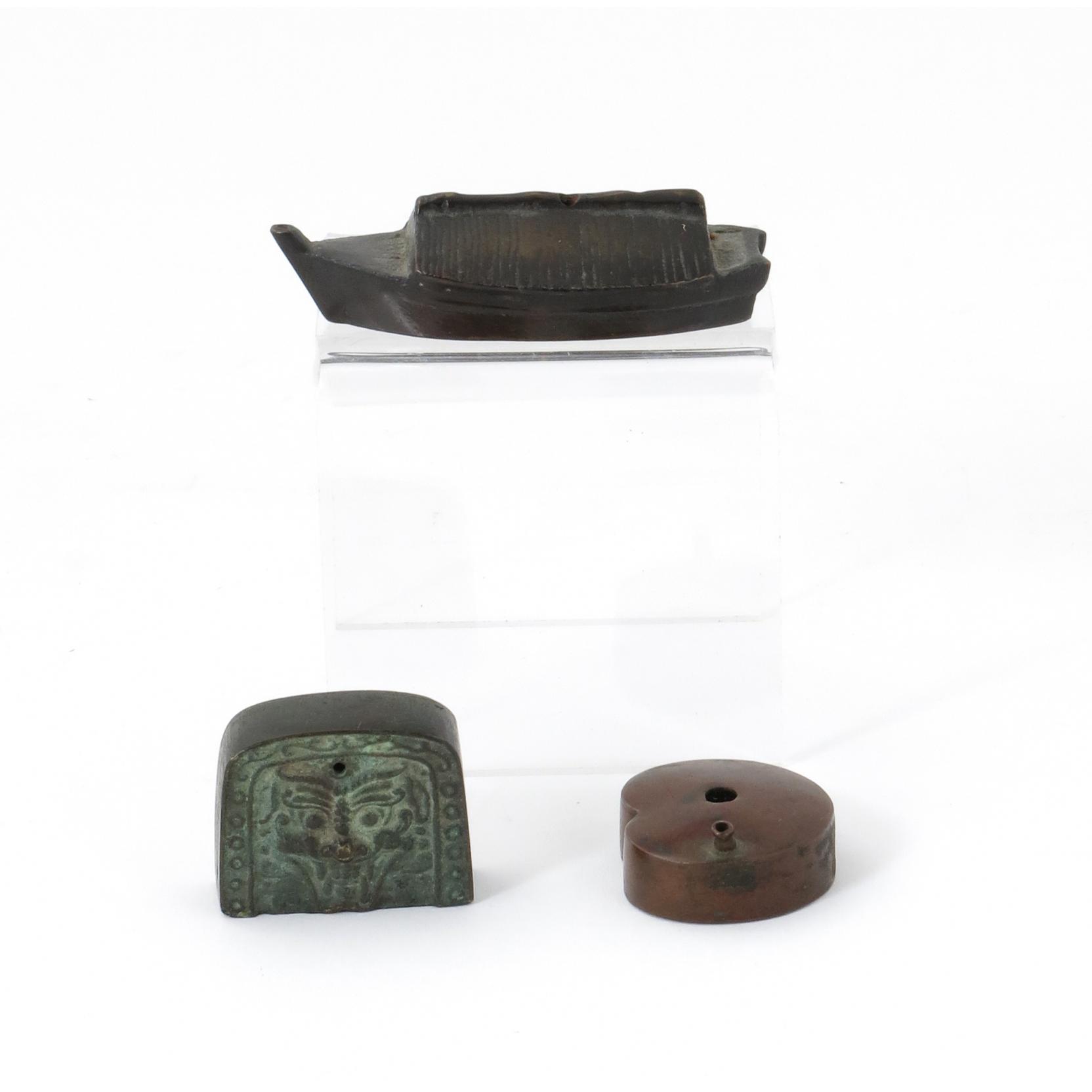 Appraisal: Three Chinese Bronze Water Droppers th century in the form