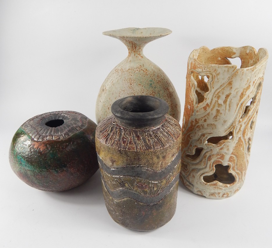 Appraisal: Karen Cohen Ceramics Studio pottery vases of abstract form variously