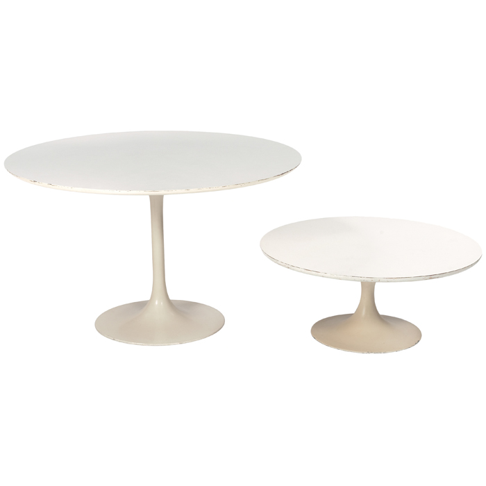 Appraisal: Burke Pedestal tables two attribution dining table and coffee table