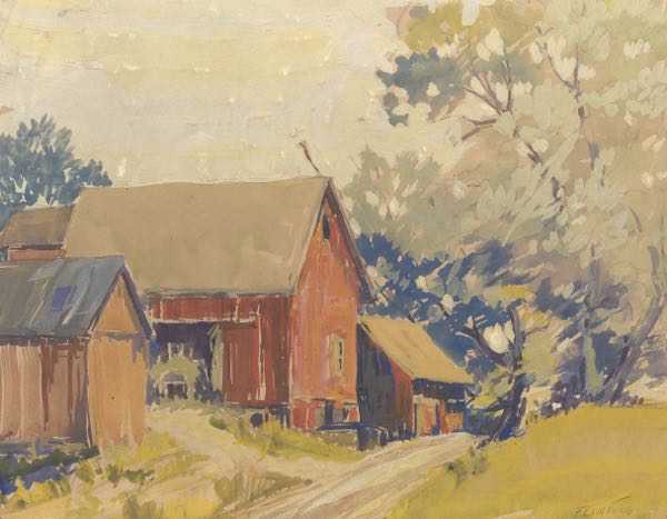 Appraisal: LEROY WALTER FLINT AMERICAN - x Barn Watercolor on paper