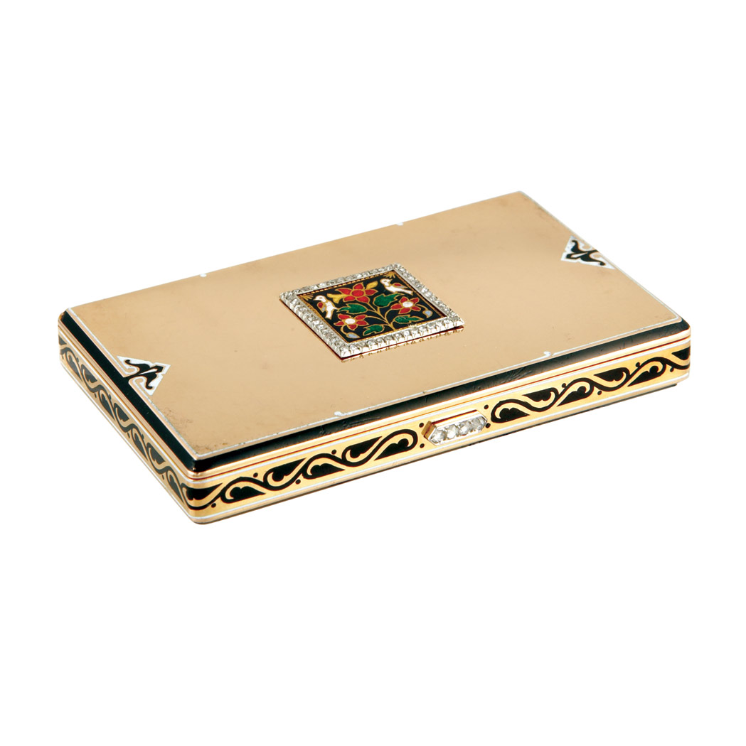 Appraisal: Art Deco Gold Platinum Enamel and Diamond Card Case Cartier