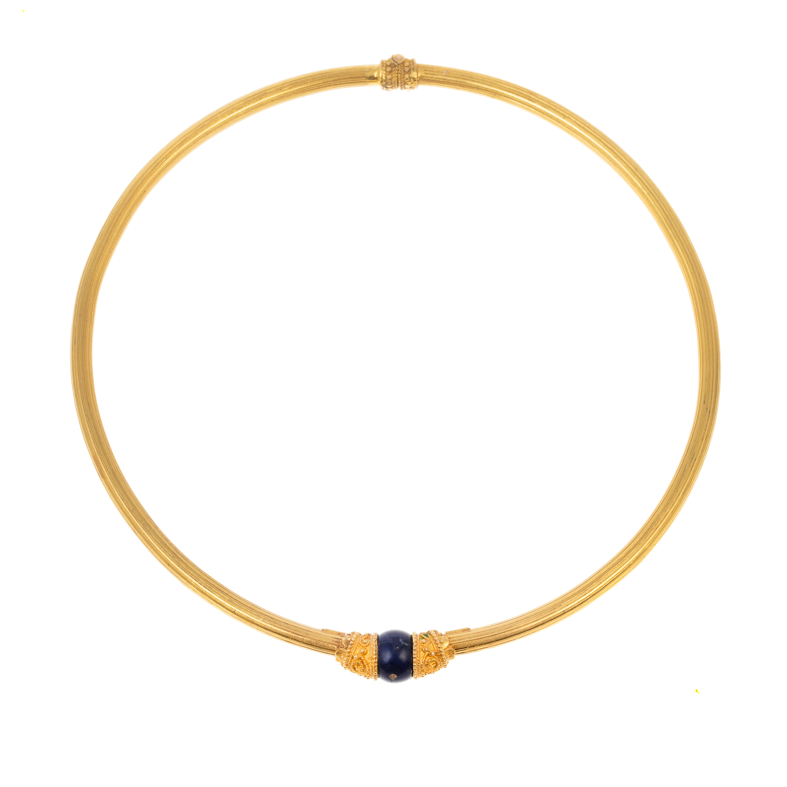 Appraisal: AN K LALAOUNIS GRANULATED LAPIS COLLAR NECKLACE K yellow gold