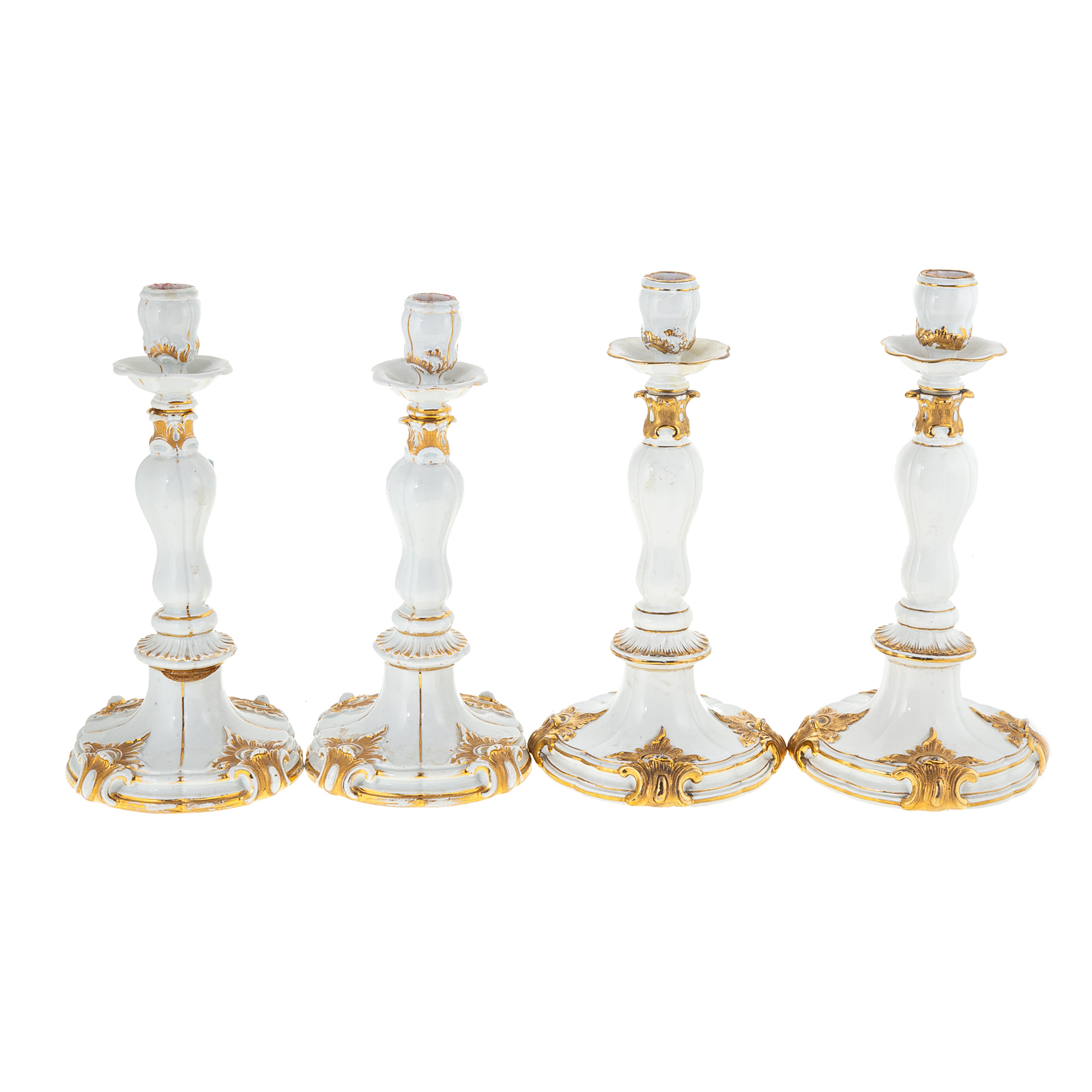 Appraisal: TWO PAIRS OF MEISSEN PORCELAIN CANDLESTICKS th century two pairs