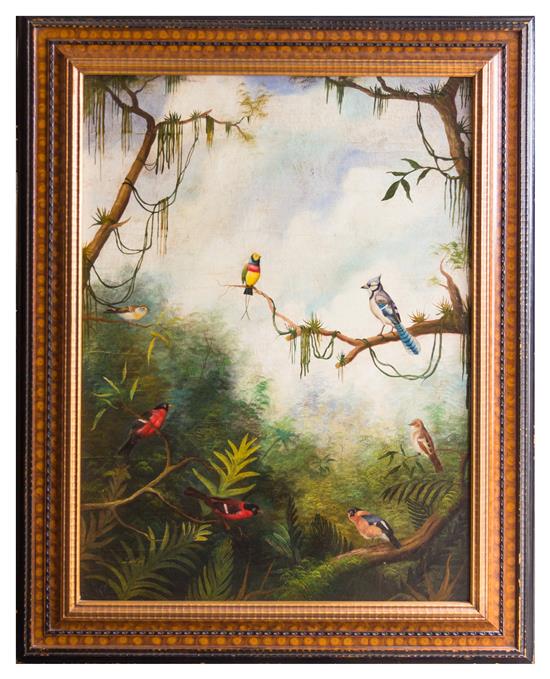 Appraisal: Sale Lot Artist Unknown th Century Birds oil on canvas