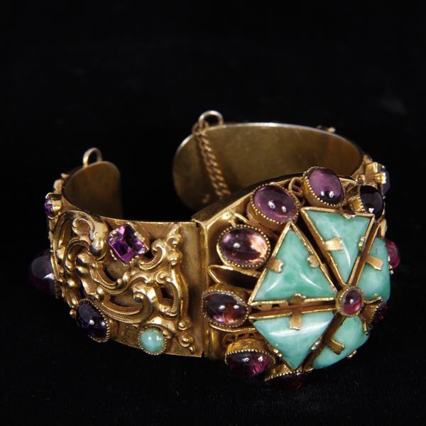 Appraisal: Czech layered brass Cuff Bracelet with open scrollwork and Bohemian