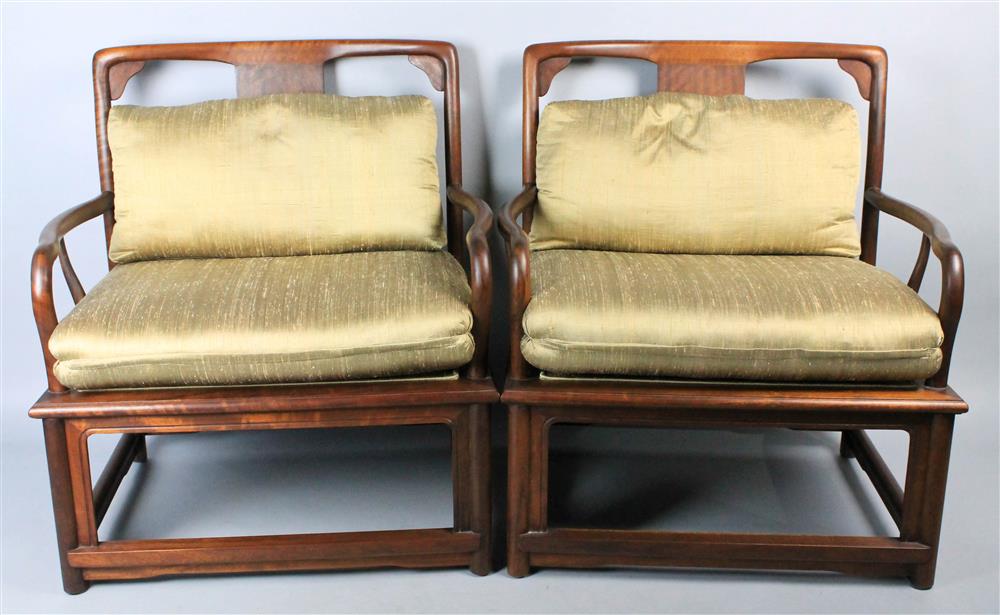 Appraisal: PAIR OF MING STYLE ARMCHAIRS of simple Ming style with