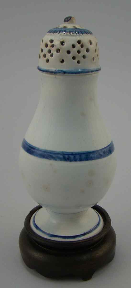 Appraisal: ANTIQUE BLUE AND WHITE LEEDS POTTERY PEPPER SHAKER English First