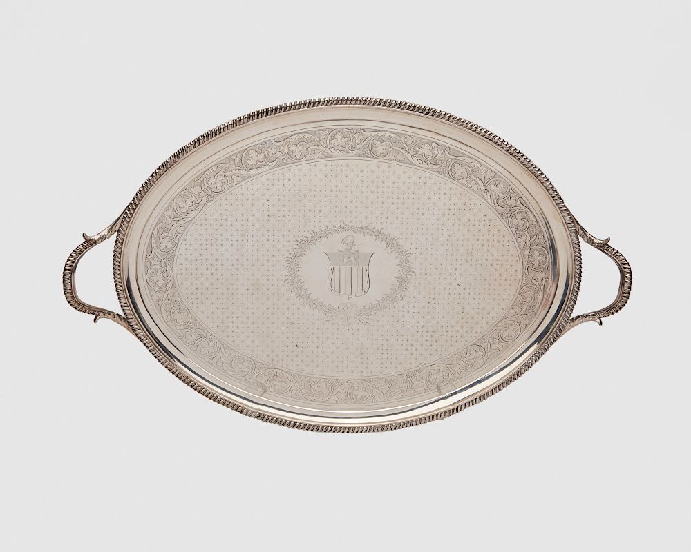 Appraisal: THOMAS HANNAM JOHN CROUCH George III Silver Two Handled Tray