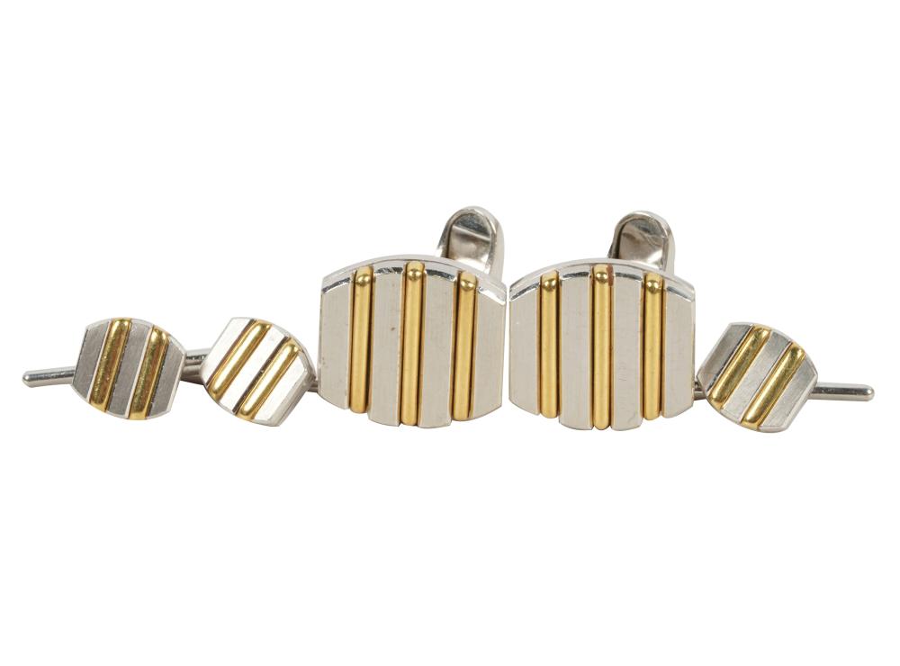 Appraisal: KARAT TWO-TONE GOLD TUXEDO SETcomprising a pair of cufflinks and