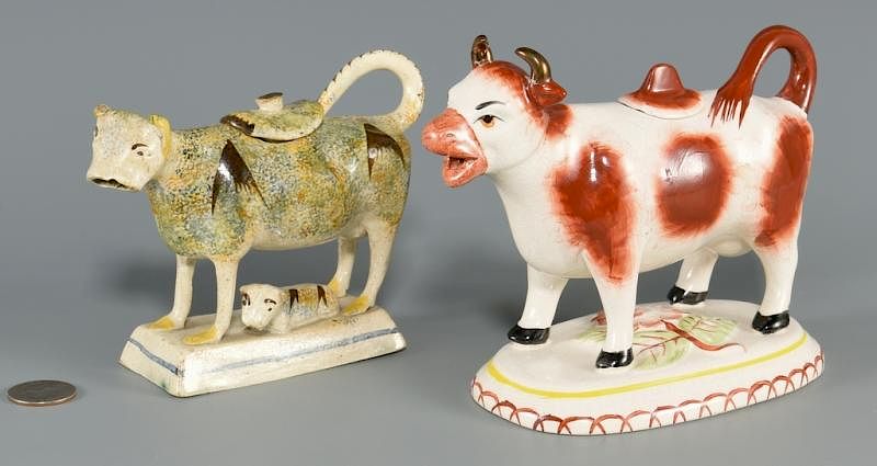 Appraisal: Two Staffordshire Cow Creamers inc Pearlware st item An th