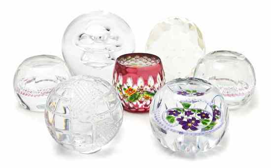 Appraisal: A Collection of Seven Glass Paperweights comprising two with internal