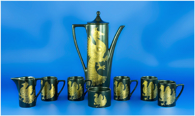 Appraisal: Portmeirion Gold Phoenix Coffee Set Comprising Coffee Pot Sugar And