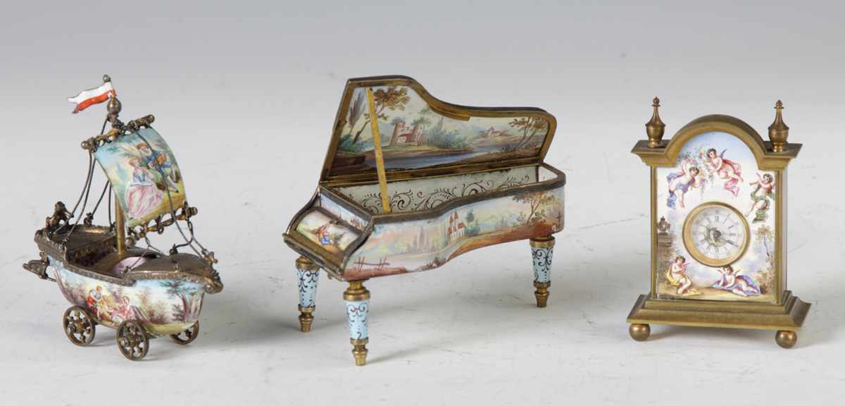 Appraisal: Viennese Enameled Miniature ClockCondition Very good Dimensions Ht ''Provenance A