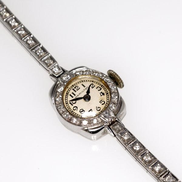 Appraisal: HAMILTON DIAMOND BRACELET WATCH k wg case k wg bracelet