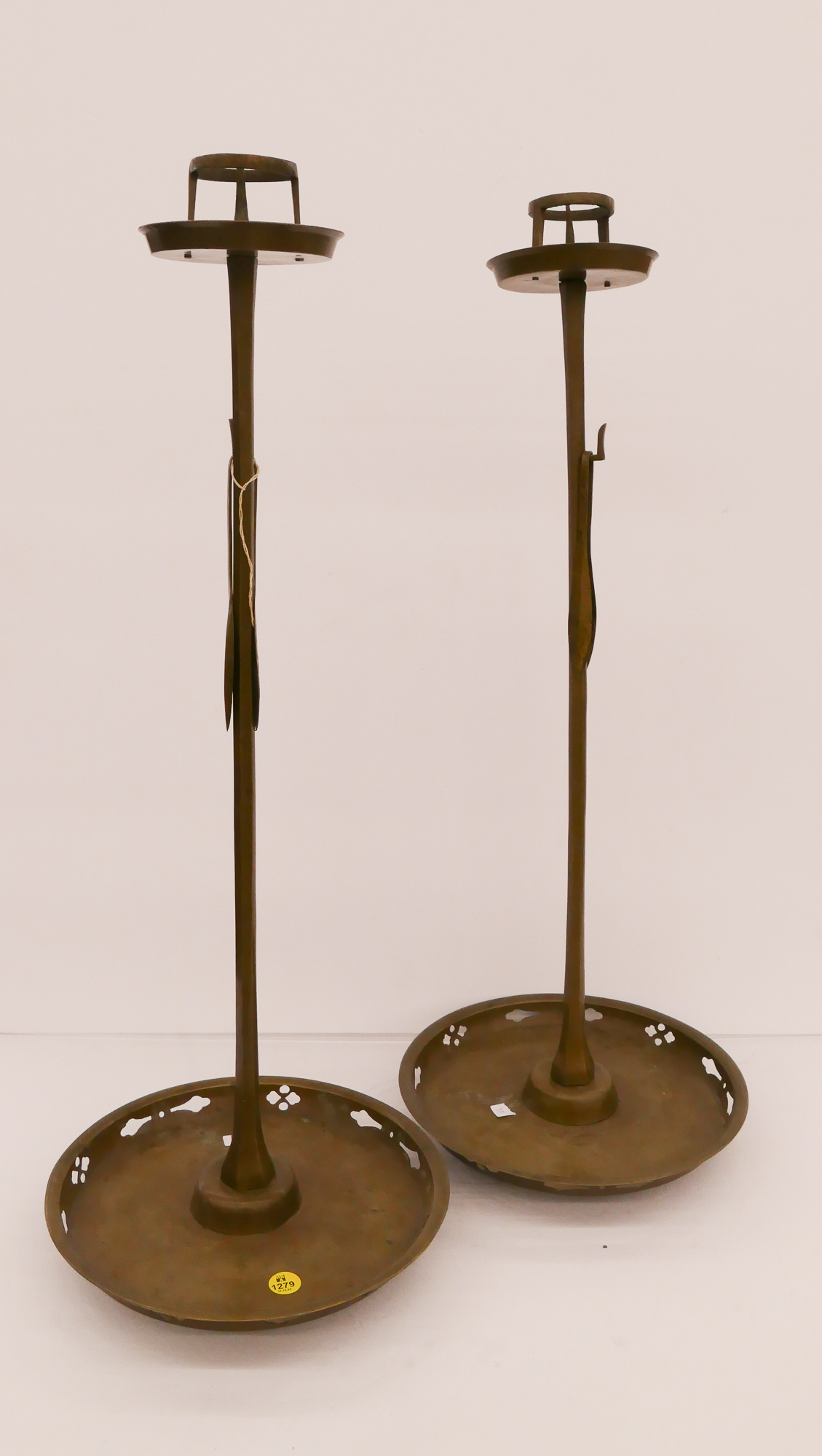 Appraisal: Pair Japanese Meiji Bronze Pricket Candle Stands- ''