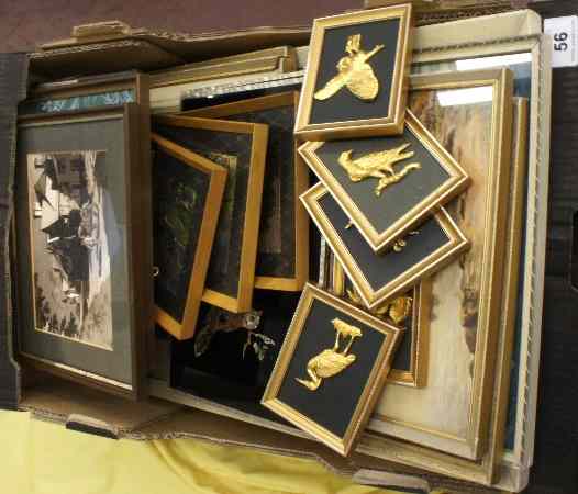 Appraisal: A collection of Various Framed Pictures Metal Plaques etc approx