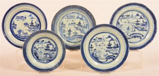 Appraisal: Five Canton th Century Oriental Plates Five Various Canton th