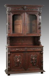 Appraisal: th c French carved oak buffet h French carved oak