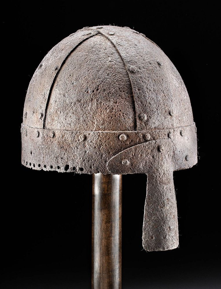 Appraisal: Rare th C Anglo-Saxon Iron Helmet w Nose Guard Western