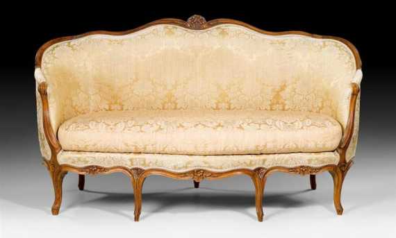 Appraisal: LARGE CANAPE CORBEILLE Louis XV stamped N HEURTAUT Nicolas Heurtaut