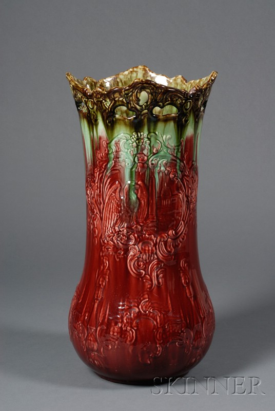 Appraisal: Majolica Glazed Walking Stick and Umbrella Stand late th century