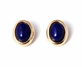 Appraisal: A pair of ct gold lapis lazuli set earrings with