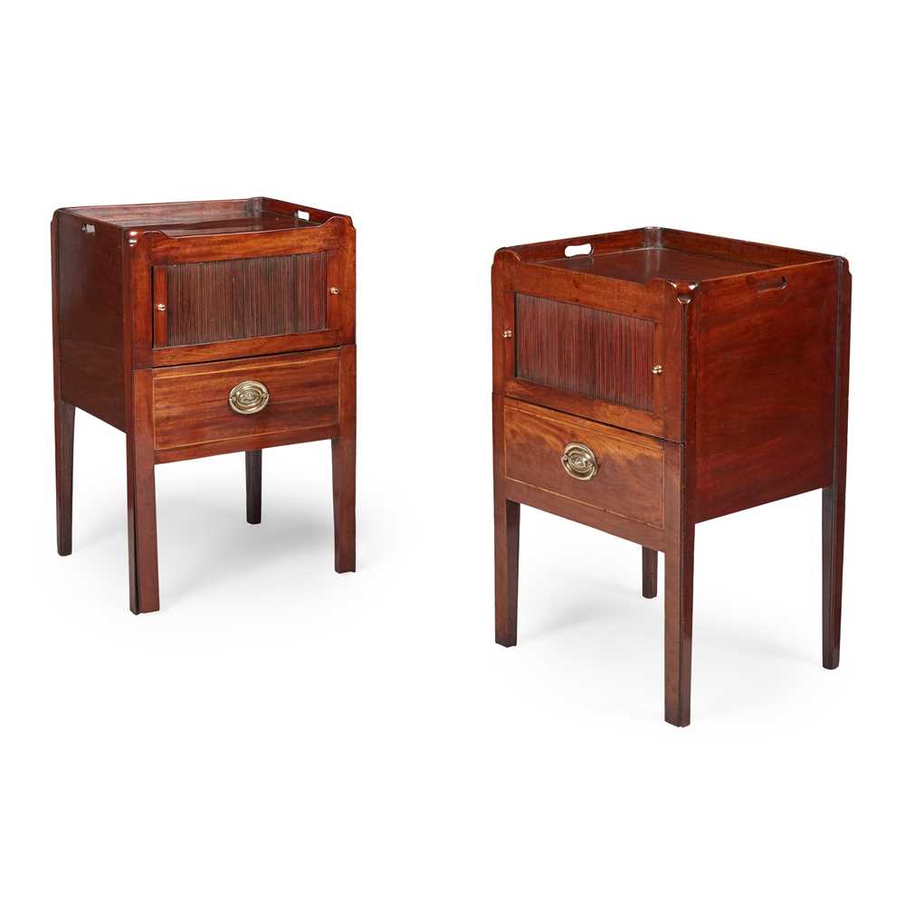 Appraisal: NEAR PAIR OF GEORGE III MAHOGANY NIGHT COMMODES TH CENTURY