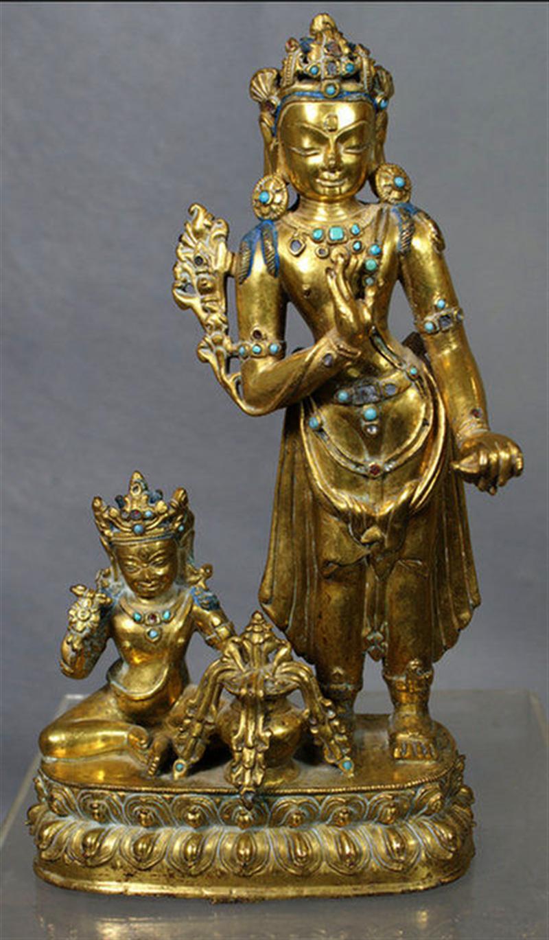 Appraisal: Cast bronze Asian figure of Parvati and Skanda set with