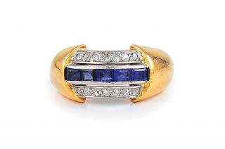 Appraisal: A Diamond and Sapphire Ring by Tiffany Co Set with