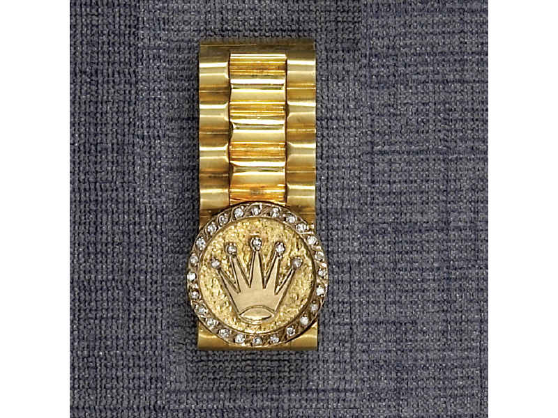 Appraisal: MONEY CLIP k yellow gold Rolex style with crown emblem